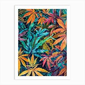 Colorful Marijuana Leaves Art Print