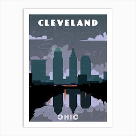 Cleveland, Ohio, USA — Retro travel minimalist poster Art Print