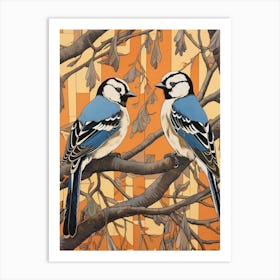 Art Nouveau Birds Poster Blue Jay 1 Art Print