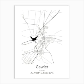 Gawler,Australia Minimalist Map Art Print