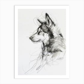 Husky Charcoal Line 2 Art Print