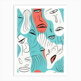Modern Abstract Face Line Illustration 4 Art Print