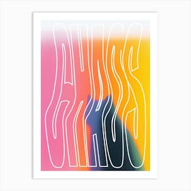 Chaos Cat Gradient Graphic Art Pink Art Print