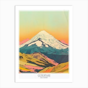 Cotopaxi Ecuador Color Line Drawing 3 Poster Art Print