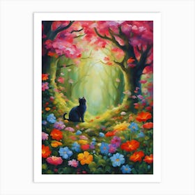 Cat In The Forest Art Print