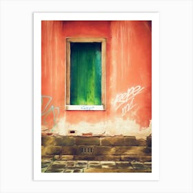 Green Shutters & Graffiti Art Print