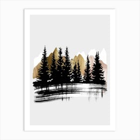 Mountains And Pine Trees Art Print