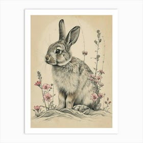 Mini Satin Rabbit Drawing 1 Art Print