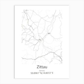 Zittau,Germany Minimalist Map Art Print