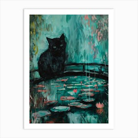 Cat In The Pond Art Print