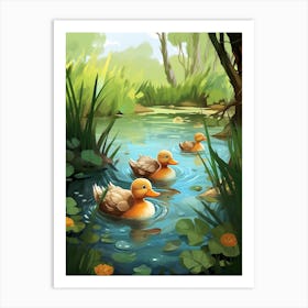 Ducklings In The Woodlands 2 Art Print