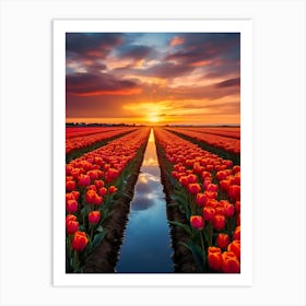 Sunset Over Tulips Art Print