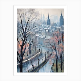 Winter City Park Painting Princes Street Gardens Edinburgh Scotland 2 Art Print