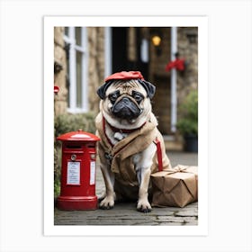 Postman Pug Art Print