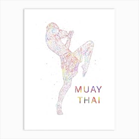 Male Muay Thai Boxing Watercolor 1 Art Print