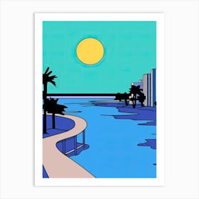 Minimal Design Style Of Miami Beach, Usa 6 Art Print
