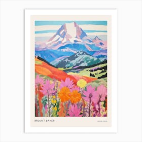 Mount Baker United States 2 Colourful Mountain Illustration Poster Art Print