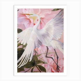 Pink Ethereal Bird Painting Egret 2 Art Print