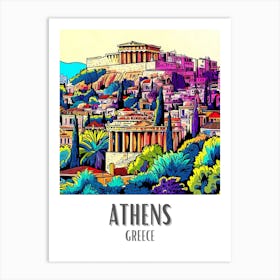 Athens Colorful Cityscape 2 Art Print