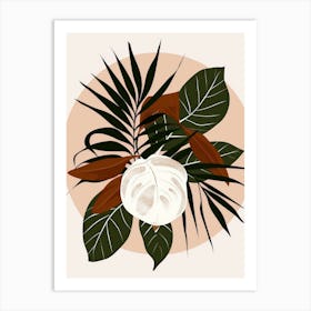 White Flower And Leaves Art Print