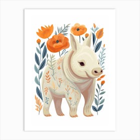 Baby Animal Illustration  Rhino 4 Art Print