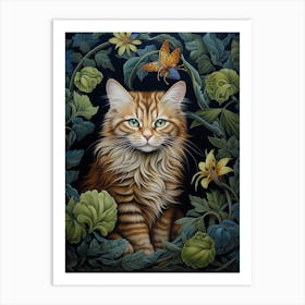 Floral Cat In Botanical Garden 3 Art Print