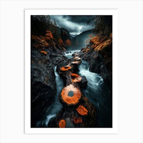 Verdant Majesty: Tall Waterfall in a Lush Forest Art Print