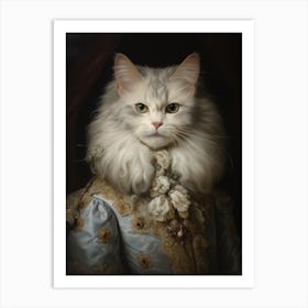 Cat In Medieval Clothing Rococo Style 5 Art Print