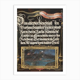 The Burning Of Troy; Banner Of The House Of Hapsburg From Mira Calligraphiae Monumenta, Joris Hoefnagel Art Print