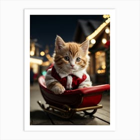 Santa Kitten Art Print