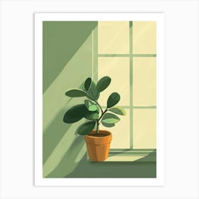 Potted Plant On Window Sill Art Print