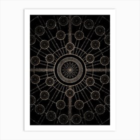 Geometric Glyph Radial Array in Glitter Gold on Black n.0170 Art Print