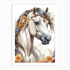 Floral Horse (12) Art Print