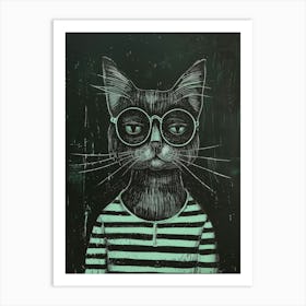 Cat With Glasses Art Print