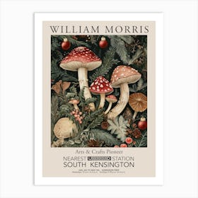 William Morris Prints Mushrooms Ornaments Christmas Gift Winter Vintage Art Print