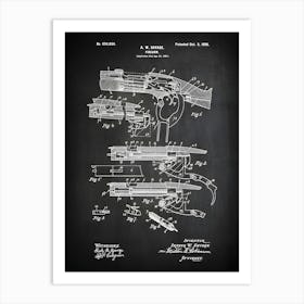 Gun Patent Print 1899 Savage Gun Art Gun Decor Gun Patent A W Savage Firearm Patent Art Historical Art Patent Print G0341 Art Print