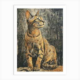 Egyptian Mau Cat Relief Illustration 4 Art Print