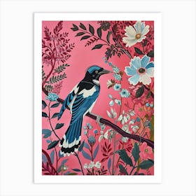 Floral Animal Painting Magpie 4 Art Print