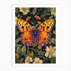 Butterfly In The Garden Inspired By William Morris 3 Art Print