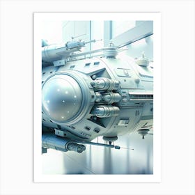 A Detailed Close Up View Of The Rear Section Of A Futuristic Spaceship, Showcasing Engines And Intricate Design Elements Art Print