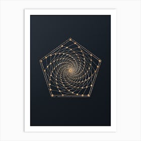 Abstract Geometric Gold Glyph on Dark Teal n.0257 Art Print