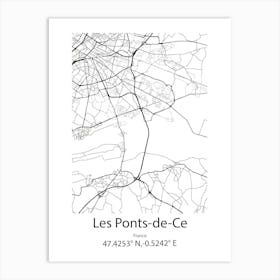 Les Ponts De Ce,France Minimalist Map Art Print