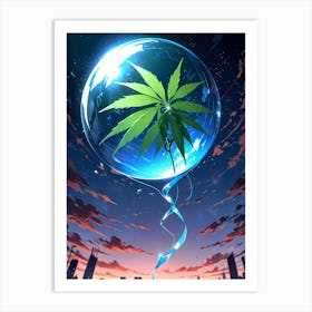 Marijuana Leaf In A Bubble Art Print