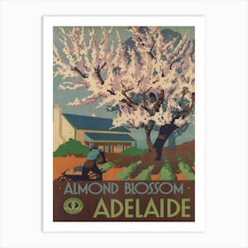 Almond Blossoms, Adelaide Australia Vintage Travel Poster Art Print