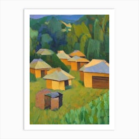 Row Of Beehives 3 Painting Art Print