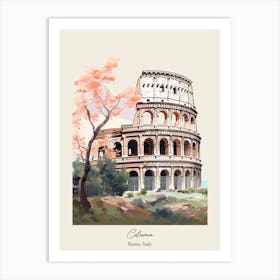 Colosseum   Rome, Italy   Cute Botanical Illustration Travel 1 Poster Art Print