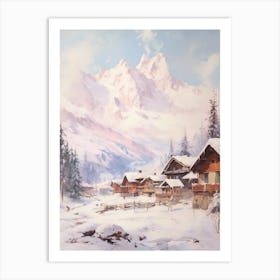 Dreamy Winter Painting Chamonix France Art Print