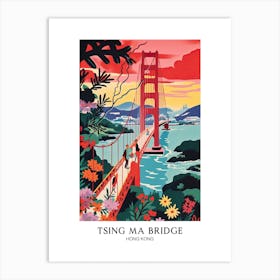 Tsing Ma Bridge, Hong Kong, Colourful 2 Art Print