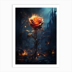 Flaming Rose Art Print