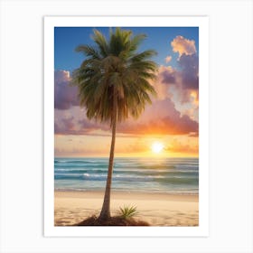 Palm Tree On The Beach Art Print